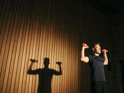 Dynamic shadow of a man training on the wall